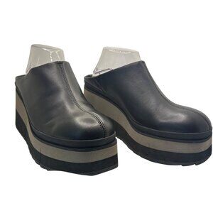 Black Naked Feet Coach Leather Platform Slip-On Shoes 10 chunky platform monochr